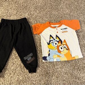 Bluey Bingo Toddler 2T Matching Outfit Set Shirt Pants 2 Piece Blue Orange